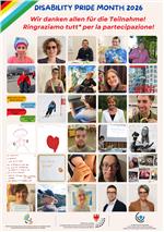 Il collage di immagini inviate durante il Disability Pride Month. (Fotocollage: Osservatorio sui diritti delle persone con disabilità)
